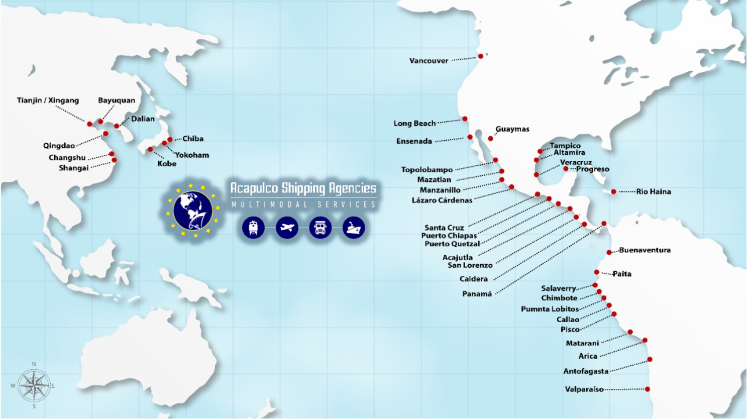 Mapa de Rutas Marítimas Acapulco Agencies